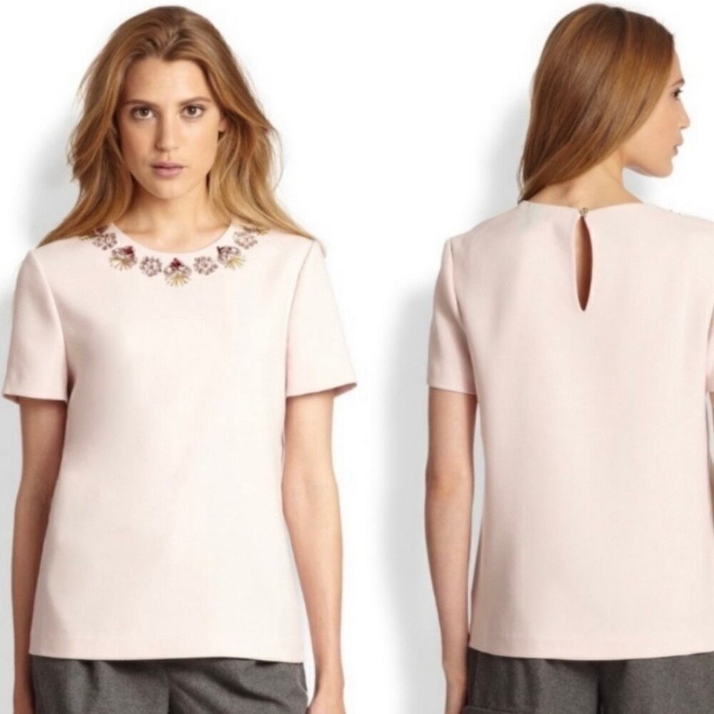Kate Spade Alexandria Pink Rhinestone Embellished Top Size 2